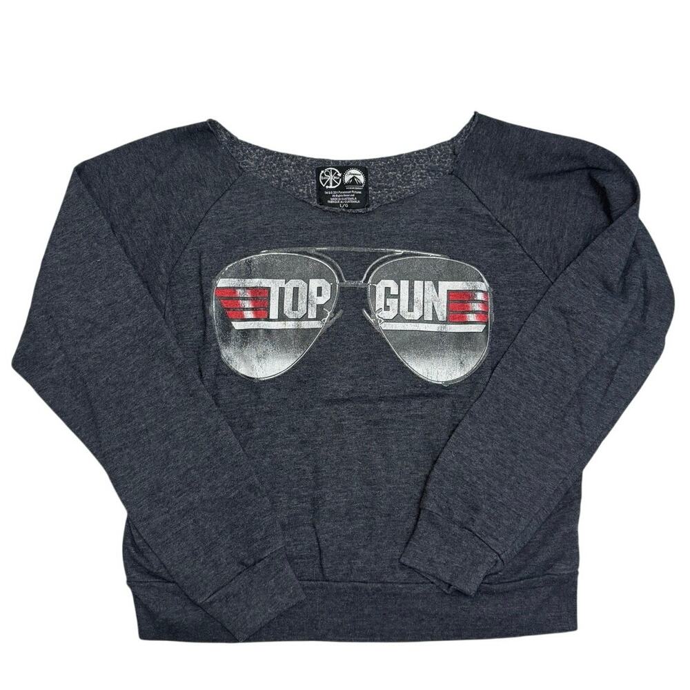 Top Gun Aviator Sunglasses Graphic Long‑Sleeve Sweater ✈️ Dark Gray • Size L